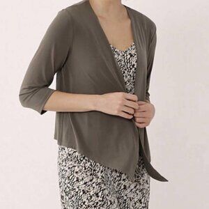 New Kim & Co Olive Lightweight Open Front Brazil Knit Cardigan Size Large bin 4C
